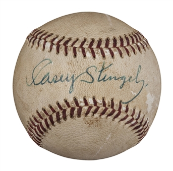 1961 Casey Stengel Single Signed Official National League Baseball From 1961 All-Star Game (PSA/DNA & Partee LOA)
